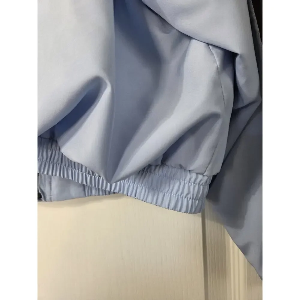 Jamie Sadock Light Blue Full Zip Boxy Sporty Short Golf Jacket, Petite Meidum